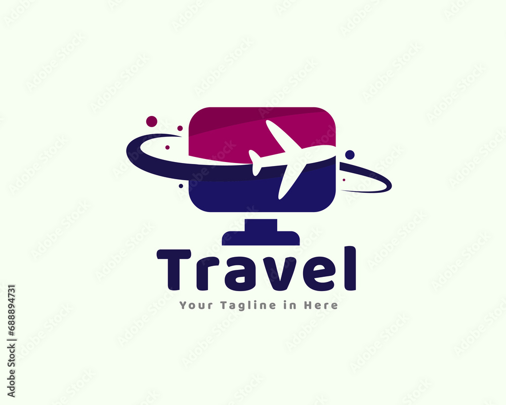 web network travel plane logo design template illustration inspiration