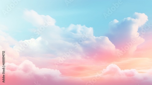 Tranquil Sky with Fluffy Clouds and Vibrant Colors generated by AI tool photo