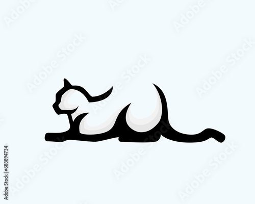 Canvas Print silhouette creeps down cat art logo design template illustration inspiration