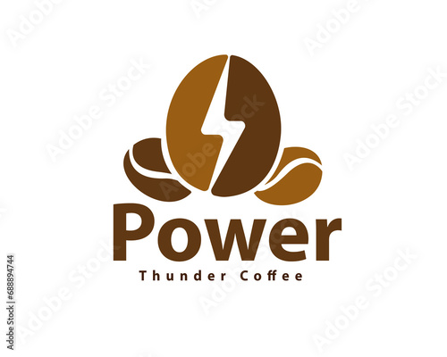 bean power thunder logo icon symbol design template illustration inspiration