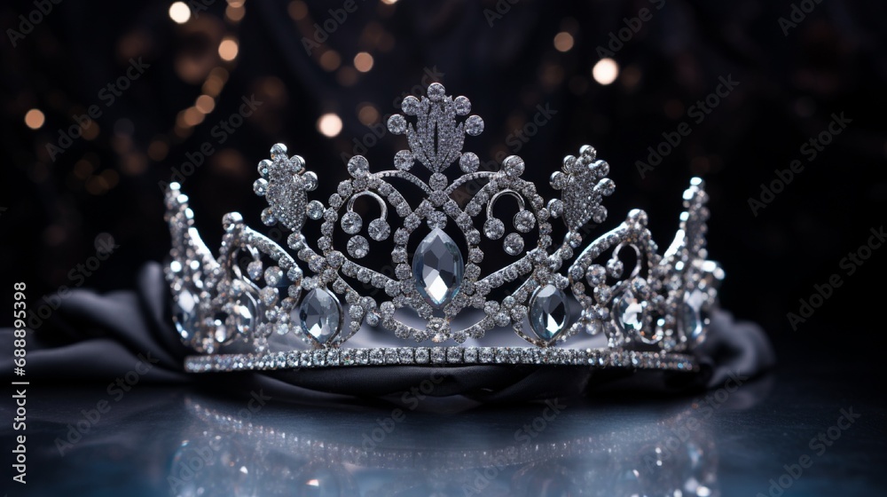 Elegant Diamond Crown on Black Background generated by AI tool Elegant Diamond Crown on Black Background generated by AI tool