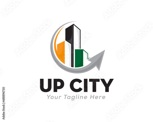 up city increase progress marketing property logo icon symbol design template illustration inspiration