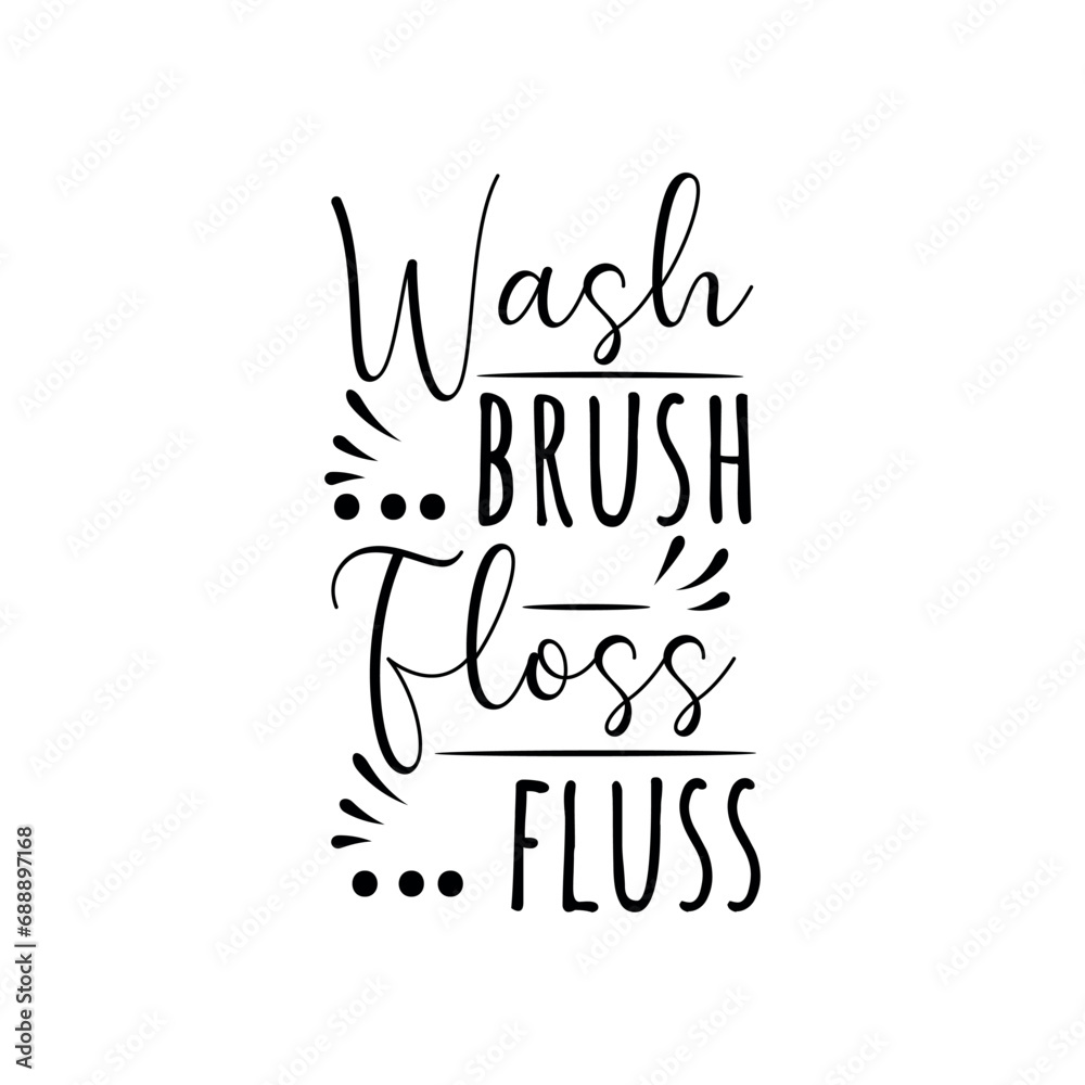 Wash Brush Floss Fluss. Vector Design on White Background