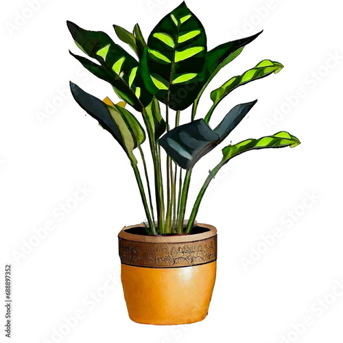 観葉植物の鉢植09　イラスト　　Generative AI
