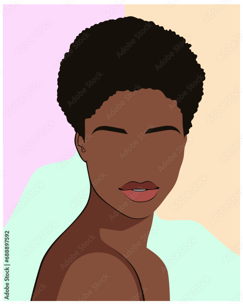 portrait of faceless woman with afro hair with brown skin portrait of faceless woman with afro hair with brown skin