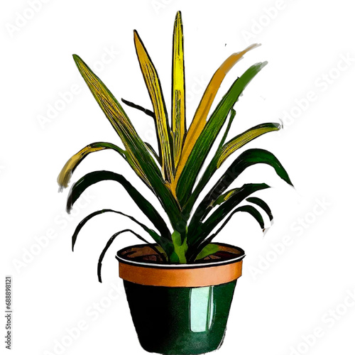 観葉植物の鉢植10　イラスト　　Generative AI
