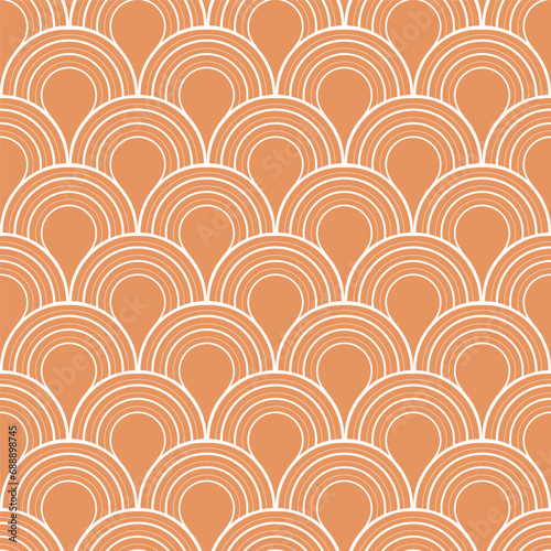 Seamless vintage art deco colorful round scales pattern vector