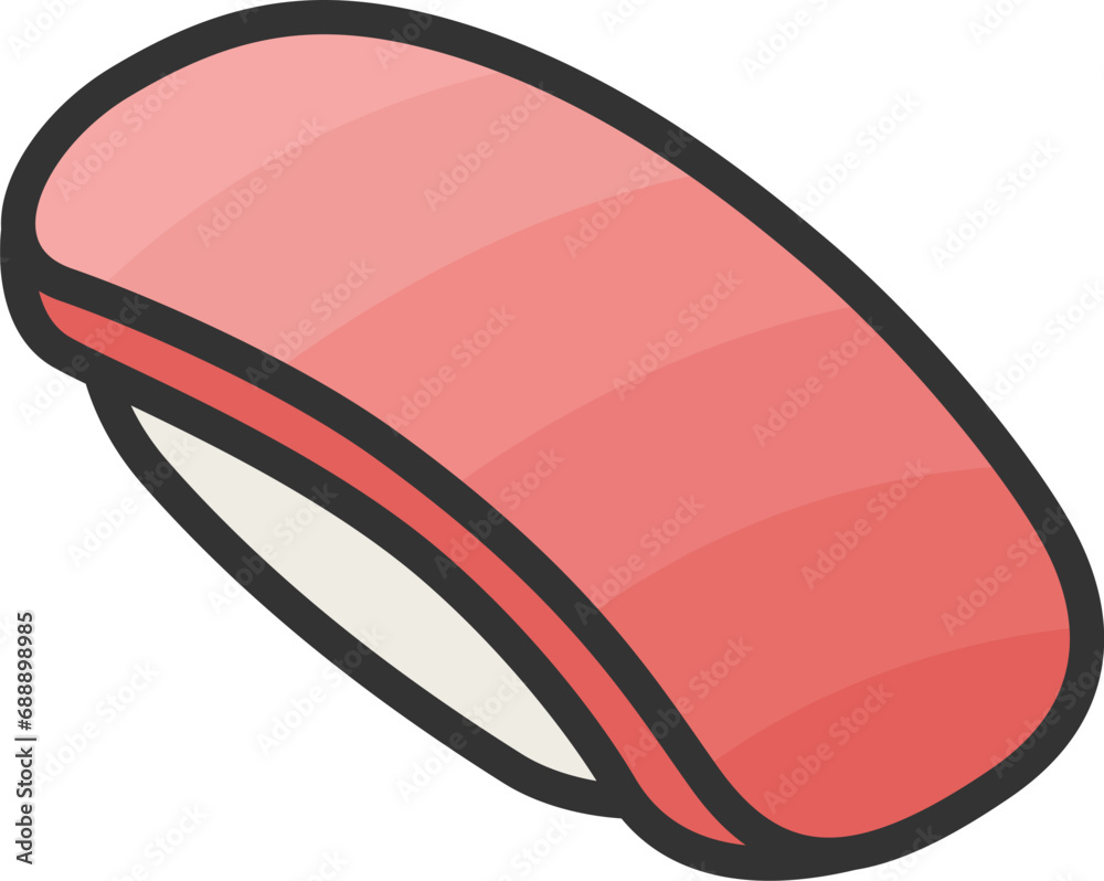 マグロのトロの寿司のアイコン(線画カラー)のイラスト マグロのトロの寿司のアイコン(線画カラー)のイラスト