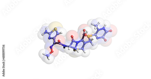 Foto Ceftriaxone, broad-spectrum antibiotic, 3D molecule in 4K
