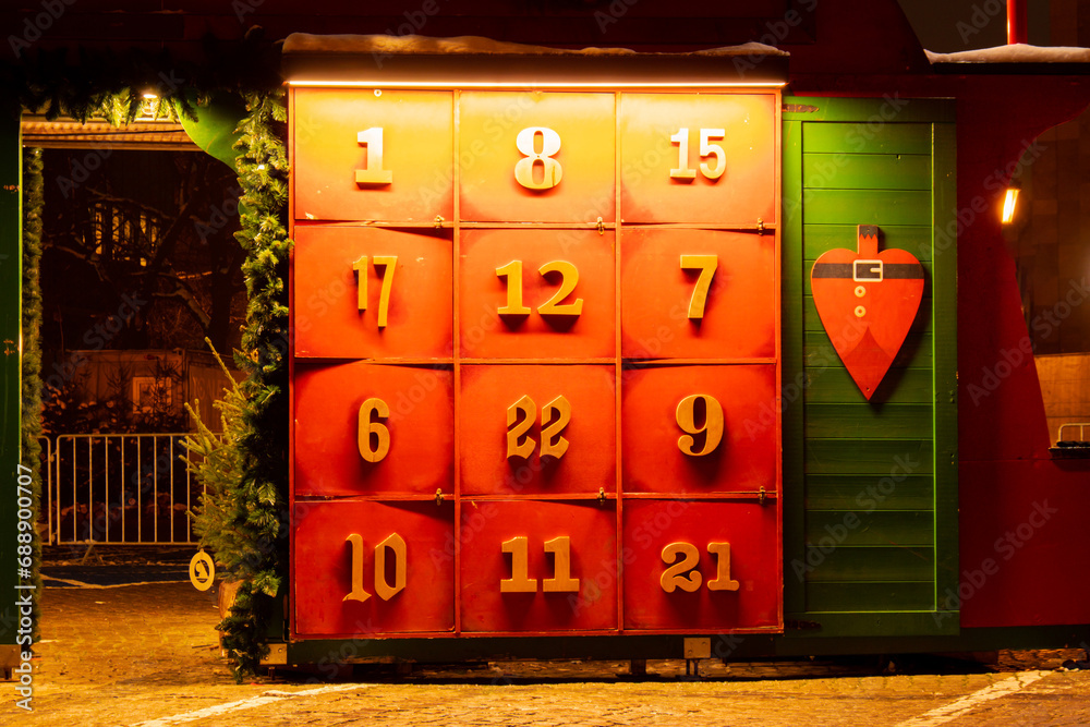 Advent calendar in Gdansk Poland Traditional Christmas Market Holiday