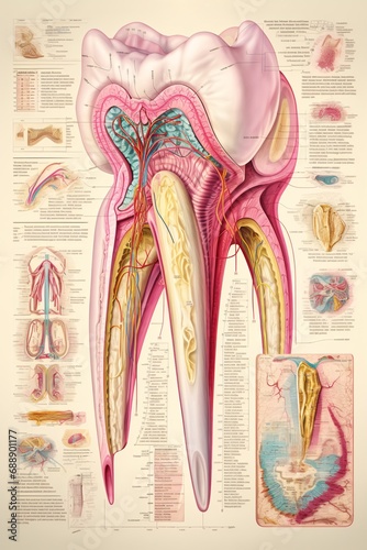 Tooth Graphic Illustration with Artistic and Educational Elements