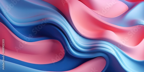 Abstract 3D Rendering featuring Organic, Undulating Shapes on a Stylish Pink and Blue Background