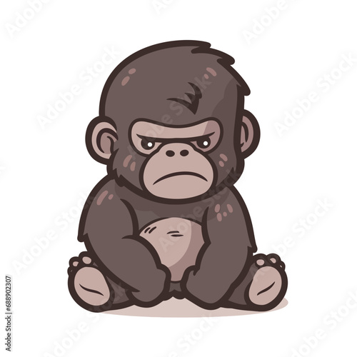 Vector illustration of a gorilla on a white background. Cartoon style.