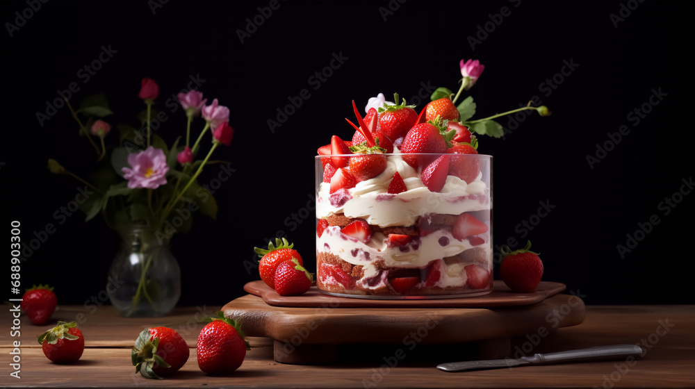 Delicious Strawberry Parfait, Generative AI Delicious Strawberry Parfait, Generative AI