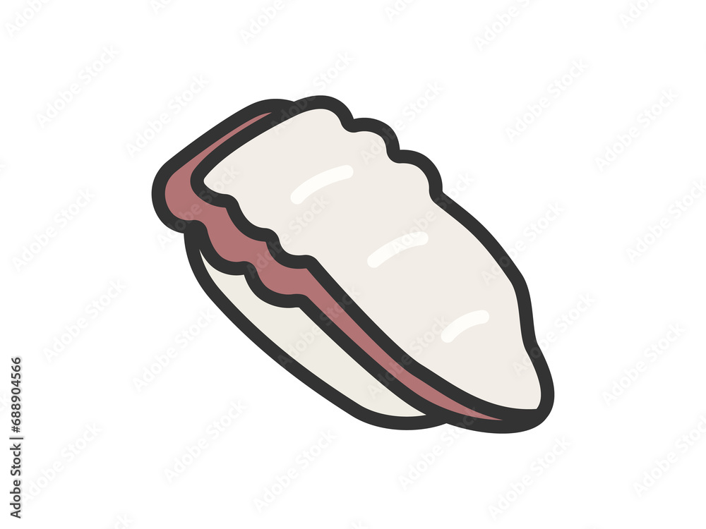タコの寿司のアイコン(線画カラー)のイラスト タコの寿司のアイコン(線画カラー)のイラスト