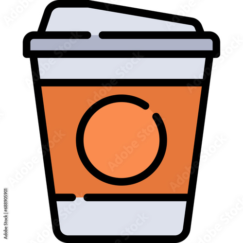 Takeaway tea cup icon. Filled outline design. For presentation, graphic design, mobile application.