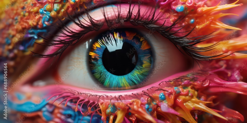 Closeup eye Multi-colored eye