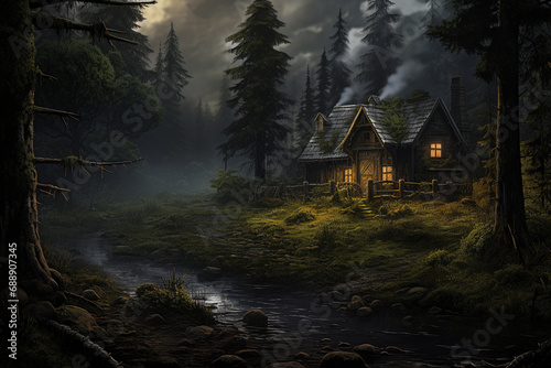 Wooden Cabin in the forest
