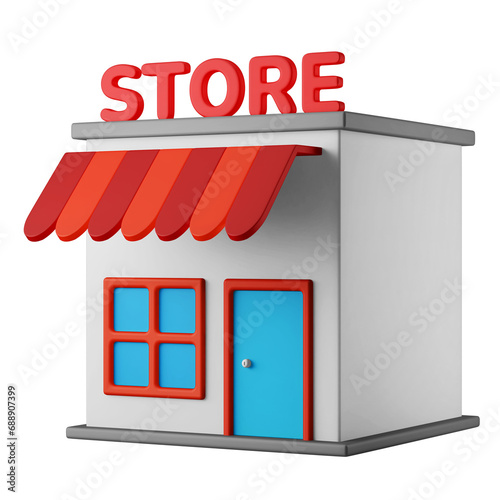 mini cute store shop merchant building 3d rendering icon illustration concept isolated