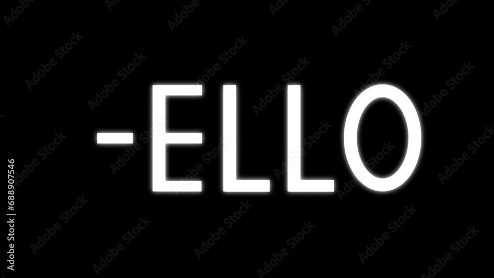 Animated hello with handwriting text effect in white color and black background Animated hello with handwriting text effect in white color and black background