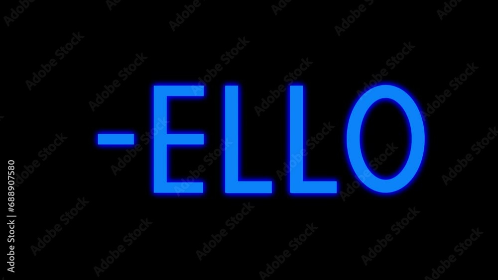 Animated hello with handwriting text effect in blue color and black background Animated hello with handwriting text effect in blue color and black background