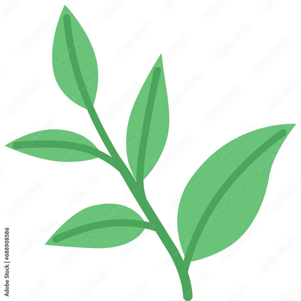 Green tea leaf icon. Flat design. For presentation, graphic design, mobile application.