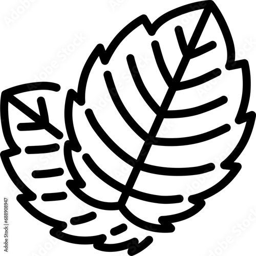 Mint leaf icon. Outline design. For presentation, graphic design, mobile application.