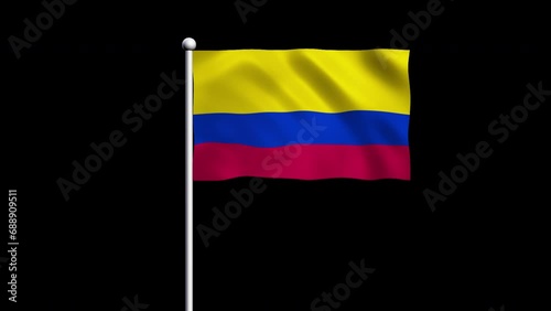 Colombia Flag Blowing in Wind 4k Realistic 3d flag waving animation seamless loop background for patriotic, political, military, election, history, memorial, independence day, football, documentary
