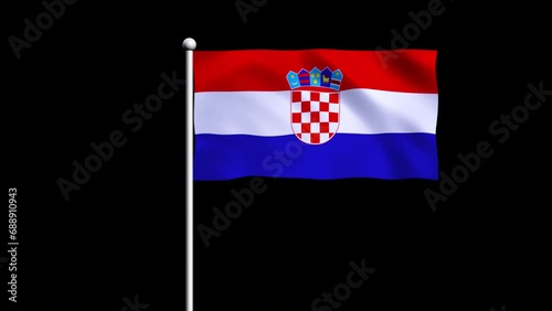 Croatia Flag Blowing in Wind 4k Realistic 3d flag waving animation seamless loop background for patriotic, political, military, election, history, memorial, independence day, football, documentary