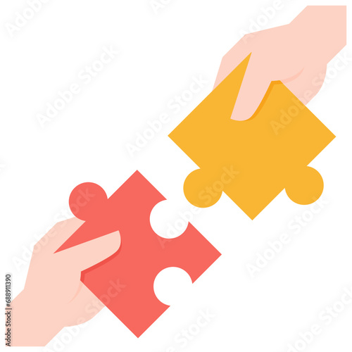Joining jigsaw pieces icon. Flat design. For presentation, graphic design, mobile application.