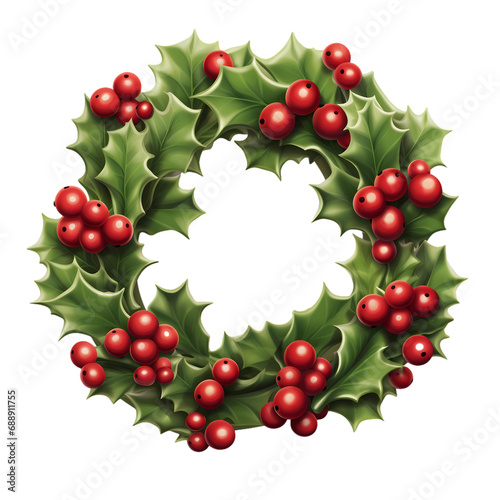 Christmas wreath isolated on transparent background