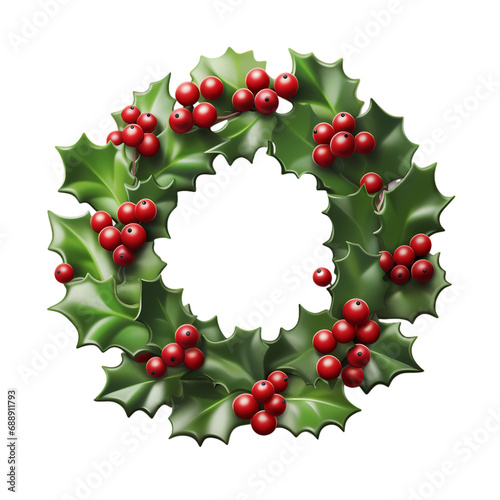 Christmas wreath isolated on transparent background