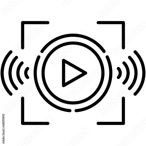 Live Stream Icon. Online Streaming Event Pictogram Graphic Illustration. Isolated Simple Line Icon For Infographic, App and Web Button.