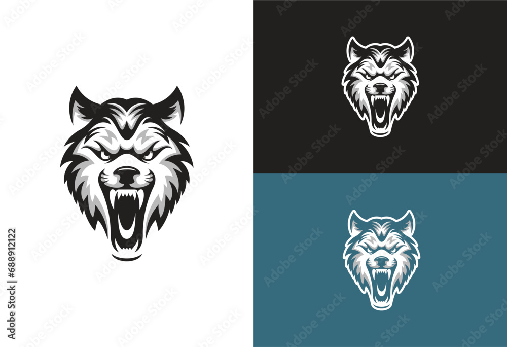 angry wolf head logo vector illustration angry wolf head logo vector illustration