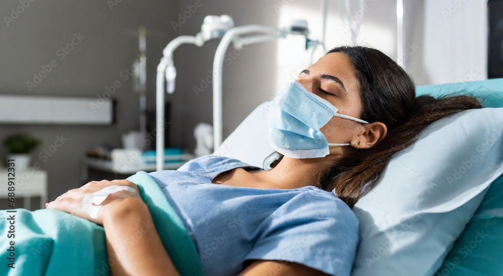 Woman Lying Comfortably in a Hospital Bed