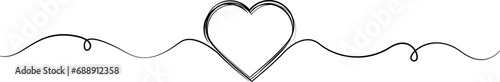 Heart line art drawing. Hand drawn heart isolated on white background. Heart sketch doodle. One line hearts. Love symbol collection continuous line. Valentine's Day symbol.