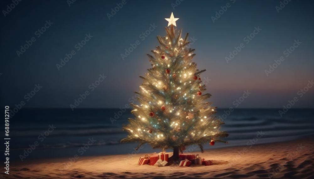 christmas tree on the beach