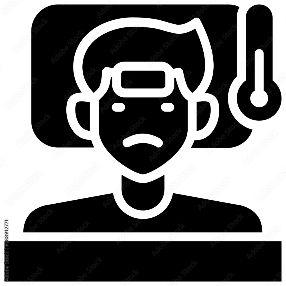 Measure sick with thermometer icon. Solid design. For presentation, graphic design, mobile application. Measure sick with thermometer icon. Solid design. For presentation, graphic design, mobile application.