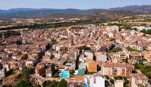 Bird's eye view of Tremp, town in comarca of Pallars Jussa, province of Lleida, Catalonia, Spain. photo