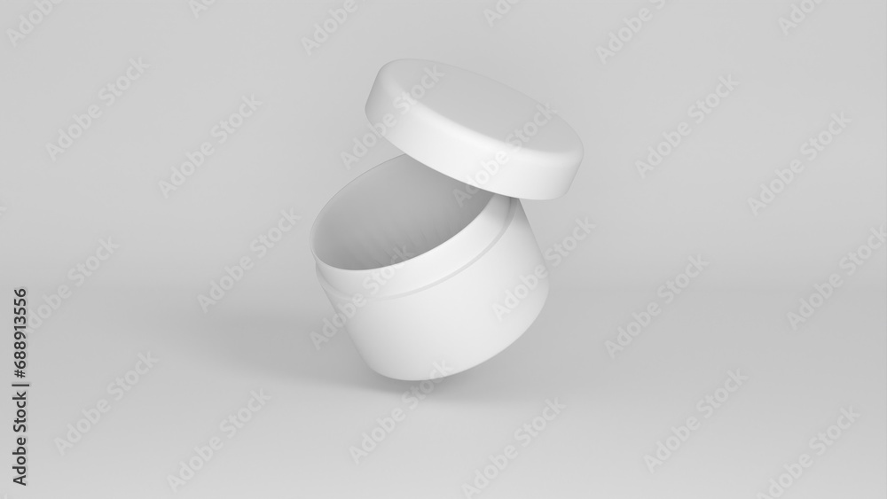 3D rendered Cosmetics Jar mock up. Packaging clear Cosmetic cream on isolated Light Grey background 3D rendered Cosmetics Jar mock up. Packaging clear Cosmetic cream on isolated Light Grey background