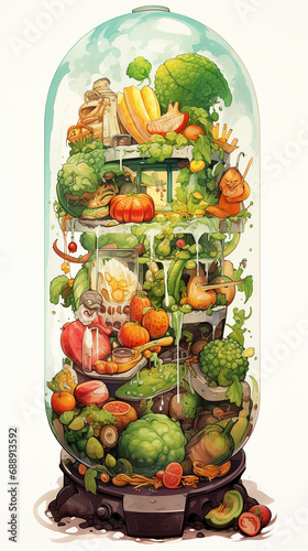 Terarrium of Veggetable, Graphic Illustration, an AI-Painted Display of Artistry photo