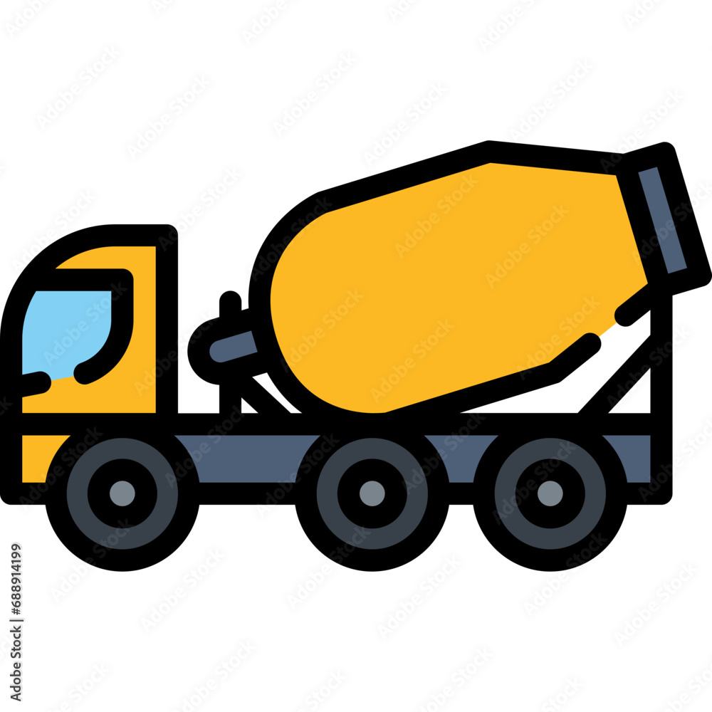 Cement truck icon. Filled outline design. For presentation, graphic design, mobile application.