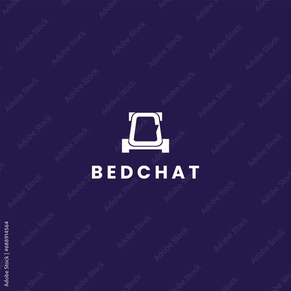 Bed social media logo, bed with bubble speech logo concept - obrazy, fototapety, plakaty 