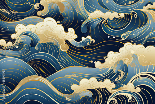 Japan wave abstract Background