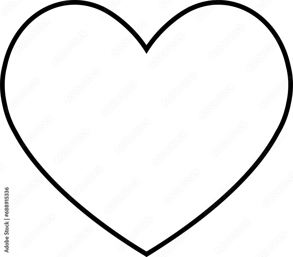 Heart Red outline flat style Icon, Love Symbol Valentine's Day for graphic design, logo, web site, social media, mobile app, ui illustration - obrazy, fototapety, plakaty 