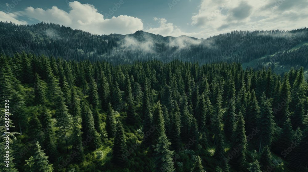 Fototapeta premium landscape mountain forest background Generative, AI