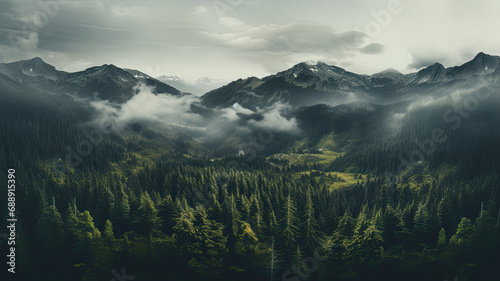 landscape mountain forest background Generative, AI © Nuttapong