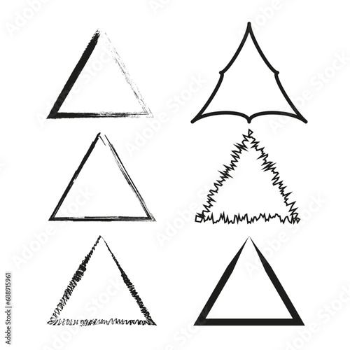 Brush paint ink triangle shaped elements. Vector illustration. EPS 10.