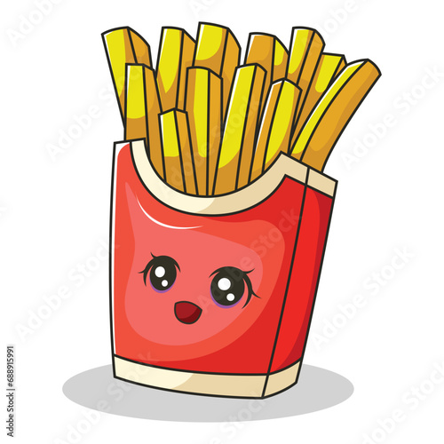 Cute French Fries Character Design Illustration