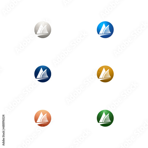 Simple Sailboat dhow boat ship for Sailing Travel Transport logo design
